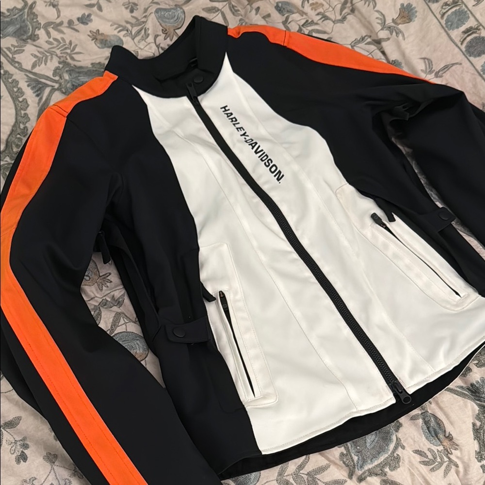 Harley-Davidson Black, White, and Orange Riding Jacket